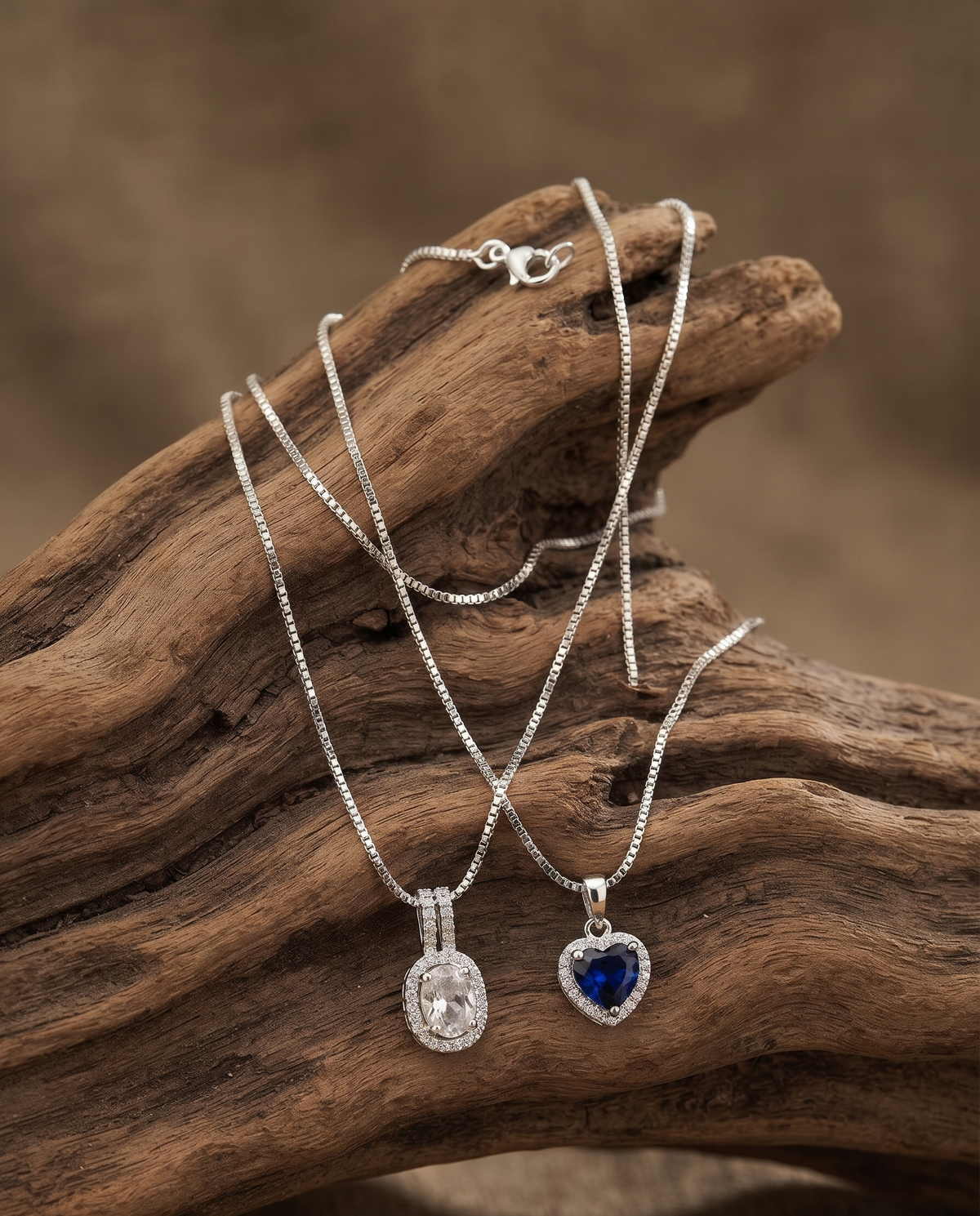 Sparkling Square & Heart CZ Layered Pendant Chain Necklace – DAZIQUE